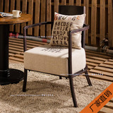 聚瑞铁艺扶手现代简约单双人布艺沙发 复古做旧靠背软垫椅子直销