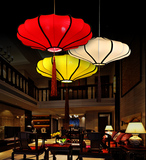 中式海洋布艺灯具新古典复古卧室餐厅客厅红灯笼酒店工程过道吊灯