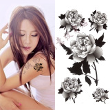 纹身贴防水女韩国个性水墨玫瑰花隐形淡雅仿真刺青贴文身贴纸