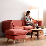 日式小户型L型贵妃布艺沙发单人双人三人组合客厅卧室简约布沙发