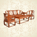 皇宫椅实木沙发 榆木沙发组合 明清风格中式客厅坐具办公红木家具