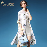 朵拉芭娜品牌2016春款新品欧美大牌国际假两件套大码刺绣连衣裙女
