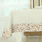 纹路茶几桌布 长方形餐桌台布亚麻混纺绣花布艺桌布 欧式淡雅古典
