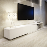 电视柜现代简约茶几组合白色烤漆时尚地柜可伸缩机柜宜家客厅家具
