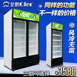 企鹅饮料冷藏展示柜商用超市立式保鲜冰柜双门风冷玻璃门节能静音