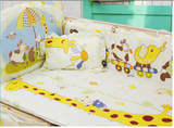 婴儿床床帏全棉5件套可拆洗带棉芯卡通图案全棉婴儿床围靠