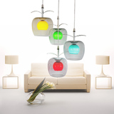 彩色苹果玻璃4头艺术吊灯个性创意LED餐厅饭厅吊灯具简约餐吊灯饰