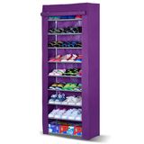 紫咖啡银灰色长60*宽30*158cm加固组装简易9层防尘鞋橱大容量鞋柜