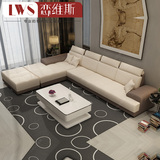 现代简约布艺沙发客厅中大户型组合可拆洗沙发套装 原色棉麻