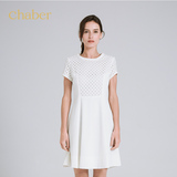 Chaber巧帛 春夏新款时尚镂空半袖白色洋装连衣裙152718