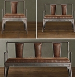 美式乡村客厅铁艺沙发椅休闲咖啡椅三人座沙发椅复古铁艺双人椅子