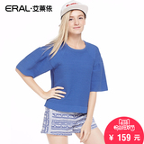 艾莱依2016春装新款韩版五分袖套头短款针织衫上衣ERAL33005-ECAA