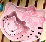 包邮日本限定hello Kitty凯蒂猫 头型陶瓷碗盘子餐具套装创意家居