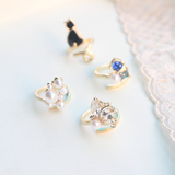 VIVI杂志日本原单猫咪宝石珍珠护甲珍珠指甲套尾戒关节戒指