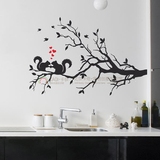 家居田园装饰壁纸贴趣味卡通墙贴DIY创意墙贴画餐厅墙贴两只松鼠