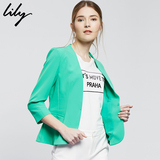 Lily2016夏装新款女装欧美简约修身纯色七分袖小西装115210C2103