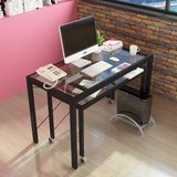 思客自由组合钢化玻璃办公桌子移动台式电脑桌宜家写字台书桌大小