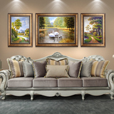 天鹅湖风景画欧式客厅装饰画墙上挂画沙发背景墙壁画美式油画简欧