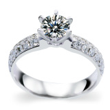 钻先生GIA裸钻18k白金钻石经典六爪女戒指群镶 高级珠宝定制正品