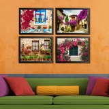 欧式田园风格客厅装饰画地中海乡村餐厅宾馆有框挂画卫生间墙壁画