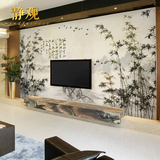 现代3D立体中式客厅电视背景墙壁纸 无纺布墙纸大型壁画 水墨竹子