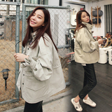 2016春季新款韩版女短款多口袋宽松复古工装休闲时尚学生风衣外套