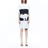 B16SS0401 BABYGHOST 16夏装女设计新款宽松猫咪印花莫连身T恤裙