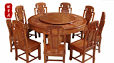 特价红木餐桌圆桌非洲花梨木圆台圆餐桌餐台饭桌餐椅组合木雕套装