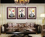 国画古典花瓶中式客厅餐厅装饰红木卡纸有框画四联墙画壁画挂画