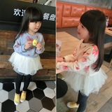 2016春装新款韩版女童中小童宝宝花朵蕾丝裙摆卫衣裙娃娃衫连衣裙