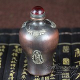 杂项鼻烟壶内画荷花鸟雕刻中国民间手工艺品特色创意 红铜鼻烟壶2