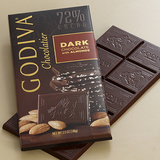 3片包邮高迪瓦GODIVA歌帝梵72%可可杏仁黑巧克力砖排块片