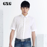 GXG[特惠]男装新款 男时尚休闲白色潮款斯文短袖衬衫#42123230