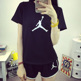 夏装新款女装韩版大码T恤休闲学生跑步两件套短袖短裤运动服套装
