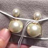 Dior迪奥 16新款白色大小子母珍珠双面拼接链条 耳钉耳环耳饰