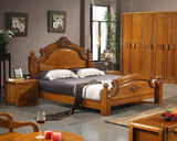 全实木榆木床 1.8米欧式双人雕花床法式厚重款婚床高档环保卧室床