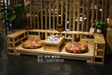 现代中式老榆木免漆禅意罗汉床 实木茶楼客厅原木组装沙发储物床