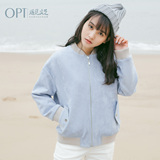 OPT2016春新款休闲装文艺范空气麂皮绒夹克衫短款外套女学生C897