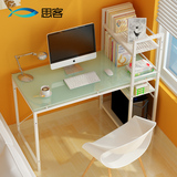高品质钢化玻璃,木质桌面简约电脑桌 书桌书架组合 书架可左可右