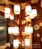 厂家直销 西班牙云石红木灯 中式古典木艺雕花灯具 大堂大厅吊灯