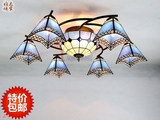 蒂凡尼地中海现代欧式简约五彩艺术客厅餐厅卧室别墅吸顶多头吊灯