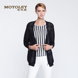 Motoley/慕托丽夏装新款通勤淑女灯笼袖亚麻开衫外套