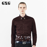 GXG男装[特惠]春装新款印花衬衣 男士修身潮斯文长袖衬衫/送领带