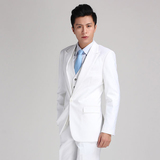 新郎结婚休闲西装 男韩版潮修身礼服正装男士白色西服套装三件套