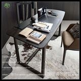兰迪莎胡桃木色书桌简约现代办公桌意大利设计书桌原木色办公定制
