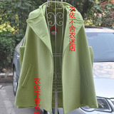66反季特价韩国2016时尚女装新款版斗篷羊毛绒绿色呢子大衣外套