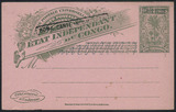 比属刚果1910年古典邮资片新，加盖比属刚果10c绿色，淡红色纸