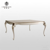奇堡伦 意大利新古典volpi风格餐桌 桌脚雕花细腻 玻璃木面可定制