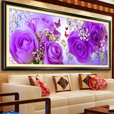 新款花样年华5D钻石十字绣画客厅紫玫瑰钻石绣卧室花卉结婚风景图