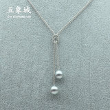 天然珍珠项链AKOYA海水珍珠吊坠正圆8.5-9mm编织麻花链送女友礼物